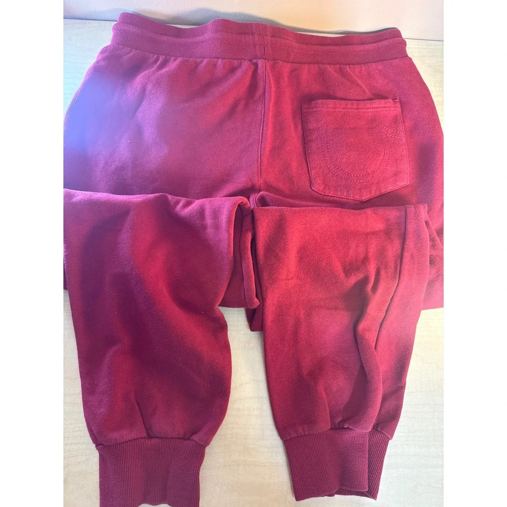 True Religion Mens Red Jogger Sweatpants Horseshoe Logo Fleece Pants Large